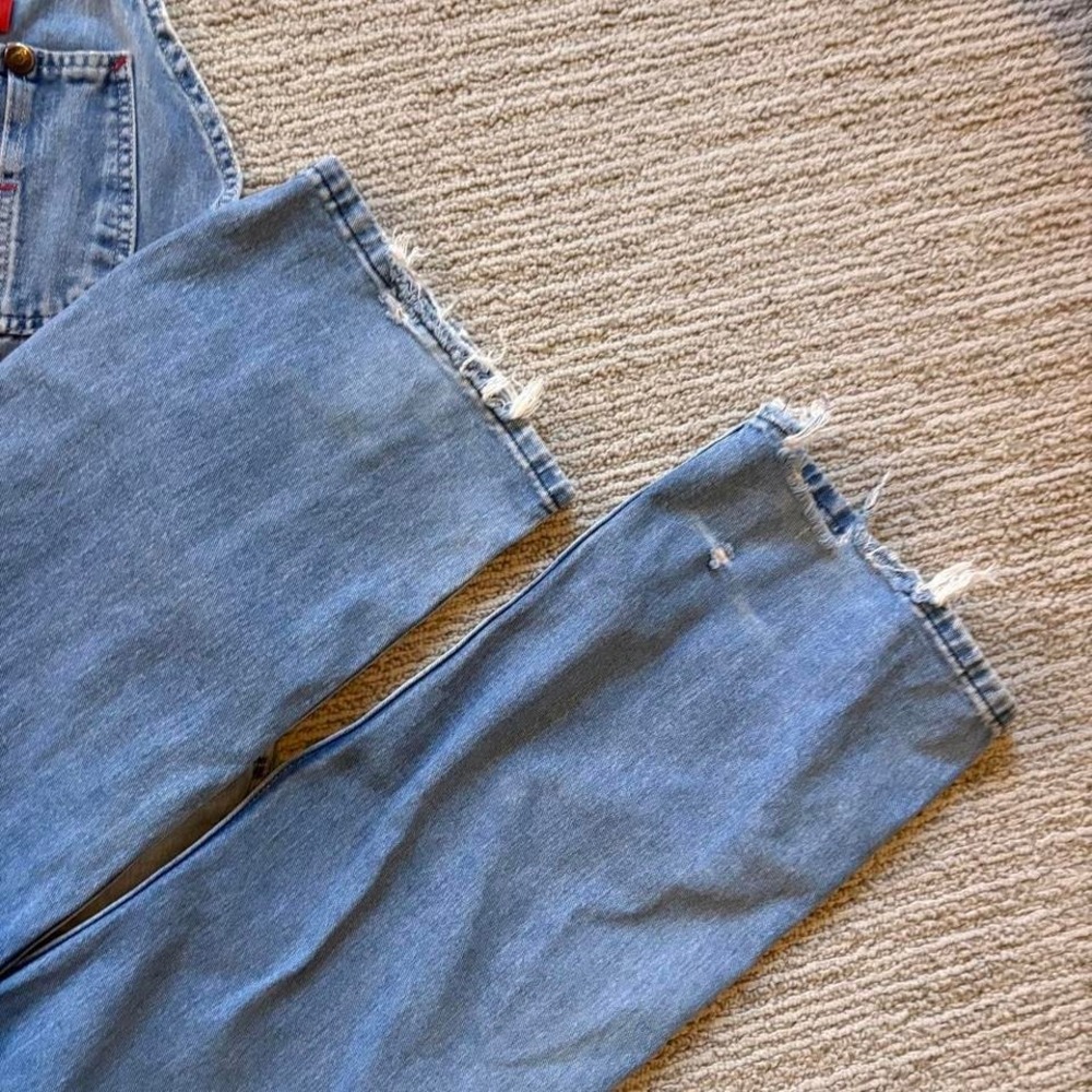 Dickies denim overalls relaxed fit distressed fades men's M workwear utility - Picture 4 of 8